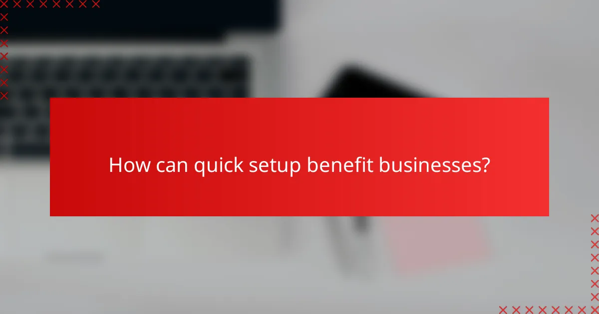 How can quick setup benefit businesses?